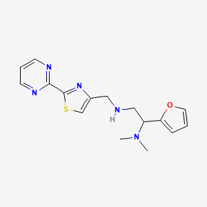 molecular formula C16H19N5OS B7571153 1-(furan-2-yl)-N,N-dimethyl-N'-[(2-pyrimidin-2-yl-1,3-thiazol-4-yl)methyl]ethane-1,2-diamine 