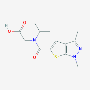 molecular formula C13H17N3O3S B7571157 2-[(1,3-Dimethylthieno[2,3-c]pyrazole-5-carbonyl)-propan-2-ylamino]acetic acid 