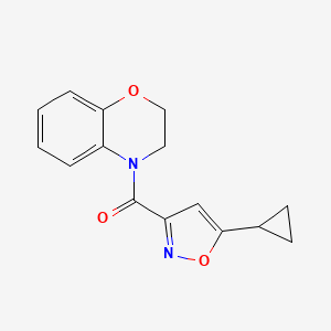 molecular formula C15H14N2O3 B7571167 (5-Cyclopropyl-1,2-oxazol-3-yl)-(2,3-dihydro-1,4-benzoxazin-4-yl)methanone 
