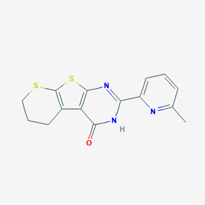 molecular formula C15H13N3OS2 B7571175 5-(6-Methylpyridin-2-yl)-8,10-dithia-4,6-diazatricyclo[7.4.0.02,7]trideca-1(9),2(7),5-trien-3-one 