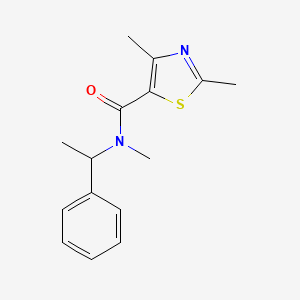 molecular formula C15H18N2OS B7571187 N,2,4-trimethyl-N-(1-phenylethyl)-1,3-thiazole-5-carboxamide 
