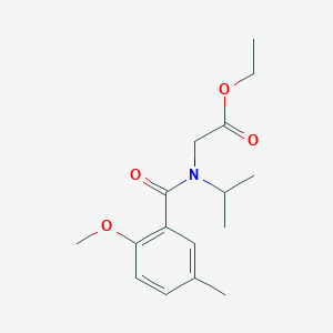 molecular formula C16H23NO4 B7571189 Ethyl 2-[(2-methoxy-5-methylbenzoyl)-propan-2-ylamino]acetate 