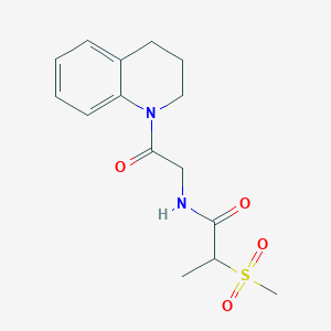 molecular formula C15H20N2O4S B7571192 N-[2-(3,4-dihydro-2H-quinolin-1-yl)-2-oxoethyl]-2-methylsulfonylpropanamide 