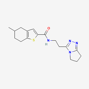 molecular formula C17H22N4OS B7571220 N-[2-(6,7-dihydro-5H-pyrrolo[2,1-c][1,2,4]triazol-3-yl)ethyl]-5-methyl-4,5,6,7-tetrahydro-1-benzothiophene-2-carboxamide 