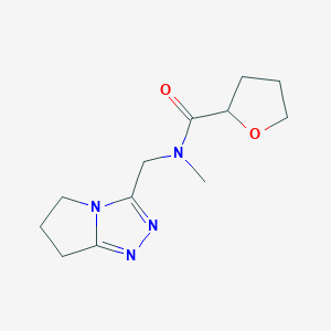 molecular formula C12H18N4O2 B7571229 N-(6,7-dihydro-5H-pyrrolo[2,1-c][1,2,4]triazol-3-ylmethyl)-N-methyloxolane-2-carboxamide 