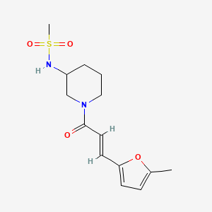 molecular formula C14H20N2O4S B7571235 N-[1-[(E)-3-(5-methylfuran-2-yl)prop-2-enoyl]piperidin-3-yl]methanesulfonamide 