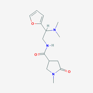 molecular formula C14H21N3O3 B7571278 N-[2-(dimethylamino)-2-(furan-2-yl)ethyl]-1-methyl-5-oxopyrrolidine-3-carboxamide 