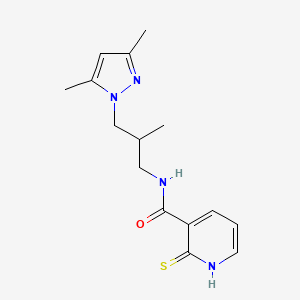 molecular formula C15H20N4OS B7571293 N-[3-(3,5-dimethylpyrazol-1-yl)-2-methylpropyl]-2-sulfanylidene-1H-pyridine-3-carboxamide 