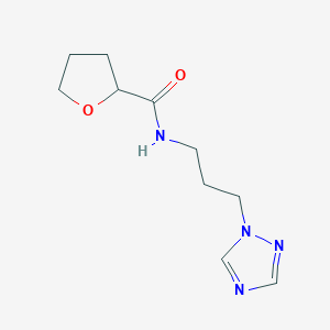 molecular formula C10H16N4O2 B7571324 N-[3-(1,2,4-triazol-1-yl)propyl]oxolane-2-carboxamide 