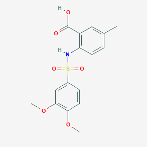 molecular formula C16H17NO6S B7571343 2-[(3,4-Dimethoxyphenyl)sulfonylamino]-5-methylbenzoic acid 