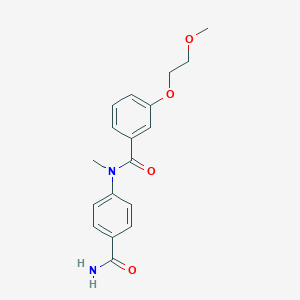 molecular formula C18H20N2O4 B7571356 N-(4-carbamoylphenyl)-3-(2-methoxyethoxy)-N-methylbenzamide 