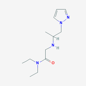 molecular formula C12H22N4O B7571391 2-((1-(1h-Pyrazol-1-yl)propan-2-yl)amino)-N,N-diethylacetamide 