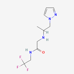 molecular formula C10H15F3N4O B7571405 2-((1-(1h-Pyrazol-1-yl)propan-2-yl)amino)-N-(2,2,2-trifluoroethyl)acetamide 