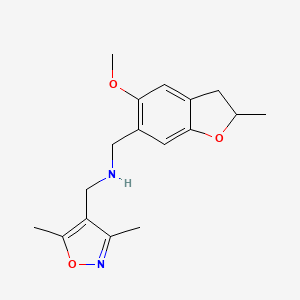 molecular formula C17H22N2O3 B7571426 N-[(3,5-dimethyl-1,2-oxazol-4-yl)methyl]-1-(5-methoxy-2-methyl-2,3-dihydro-1-benzofuran-6-yl)methanamine 