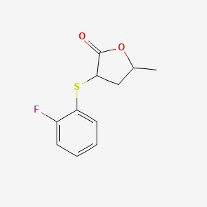 molecular formula C11H11FO2S B7571432 3-(2-Fluorophenyl)sulfanyl-5-methyloxolan-2-one 