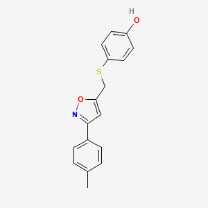 molecular formula C17H15NO2S B7571472 4-[[3-(4-Methylphenyl)-1,2-oxazol-5-yl]methylsulfanyl]phenol 
