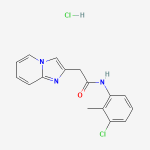 molecular formula C16H15Cl2N3O B7571475 N-(3-chloro-2-methylphenyl)-2-imidazo[1,2-a]pyridin-2-ylacetamide;hydrochloride 