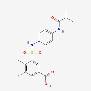 molecular formula C18H19FN2O5S B7571491 3-Fluoro-4-methyl-5-[[4-(2-methylpropanoylamino)phenyl]sulfamoyl]benzoic acid 