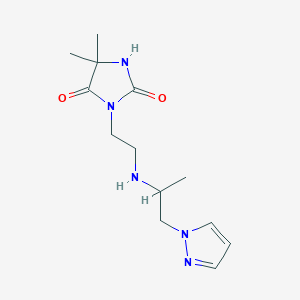 molecular formula C13H21N5O2 B7571495 5,5-Dimethyl-3-[2-(1-pyrazol-1-ylpropan-2-ylamino)ethyl]imidazolidine-2,4-dione 