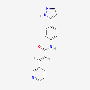 molecular formula C17H14N4O B7571499 (E)-N-[4-(1H-pyrazol-5-yl)phenyl]-3-pyridin-3-ylprop-2-enamide 