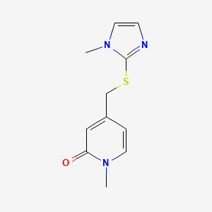 molecular formula C11H13N3OS B7571507 1-Methyl-4-[(1-methylimidazol-2-yl)sulfanylmethyl]pyridin-2-one 