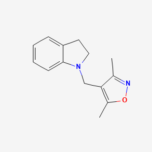 molecular formula C14H16N2O B7571511 4-(2,3-Dihydroindol-1-ylmethyl)-3,5-dimethyl-1,2-oxazole 