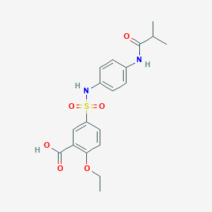 molecular formula C19H22N2O6S B7571513 2-Ethoxy-5-[[4-(2-methylpropanoylamino)phenyl]sulfamoyl]benzoic acid 