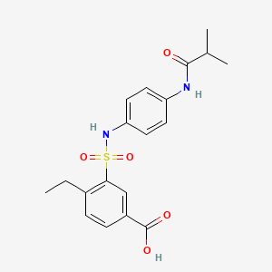 molecular formula C19H22N2O5S B7571524 4-Ethyl-3-[[4-(2-methylpropanoylamino)phenyl]sulfamoyl]benzoic acid 