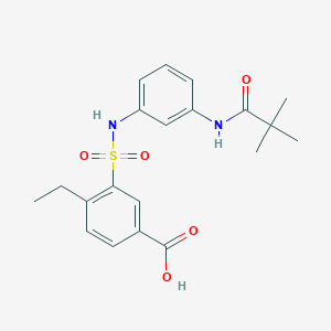 molecular formula C20H24N2O5S B7571537 3-[[3-(2,2-Dimethylpropanoylamino)phenyl]sulfamoyl]-4-ethylbenzoic acid 