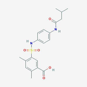 molecular formula C20H24N2O5S B7571549 2,4-Dimethyl-5-[[4-(3-methylbutanoylamino)phenyl]sulfamoyl]benzoic acid 