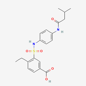 molecular formula C20H24N2O5S B7571554 4-Ethyl-3-[[4-(3-methylbutanoylamino)phenyl]sulfamoyl]benzoic acid 
