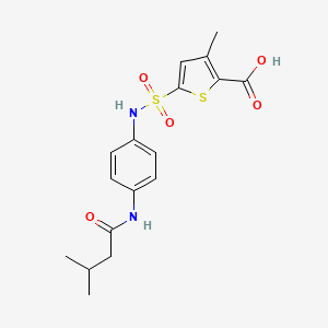 molecular formula C17H20N2O5S2 B7571561 3-Methyl-5-[[4-(3-methylbutanoylamino)phenyl]sulfamoyl]thiophene-2-carboxylic acid 