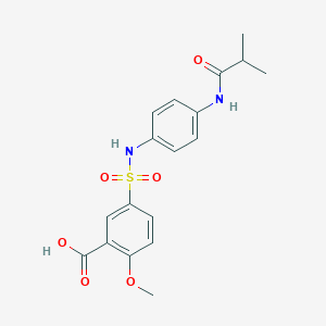 molecular formula C18H20N2O6S B7571564 2-Methoxy-5-[[4-(2-methylpropanoylamino)phenyl]sulfamoyl]benzoic acid 