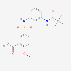 molecular formula C20H24N2O6S B7571569 5-[[3-(2,2-Dimethylpropanoylamino)phenyl]sulfamoyl]-2-ethoxybenzoic acid 