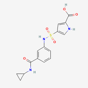 molecular formula C15H15N3O5S B7571580 4-[[3-(cyclopropylcarbamoyl)phenyl]sulfamoyl]-1H-pyrrole-2-carboxylic acid 