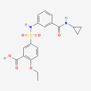 molecular formula C19H20N2O6S B7571594 5-[[3-(Cyclopropylcarbamoyl)phenyl]sulfamoyl]-2-ethoxybenzoic acid 
