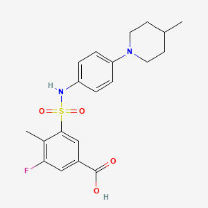 molecular formula C20H23FN2O4S B7571607 3-Fluoro-4-methyl-5-[[4-(4-methylpiperidin-1-yl)phenyl]sulfamoyl]benzoic acid 
