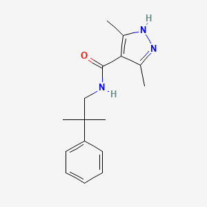 molecular formula C16H21N3O B7571616 3,5-dimethyl-N-(2-methyl-2-phenylpropyl)-1H-pyrazole-4-carboxamide 