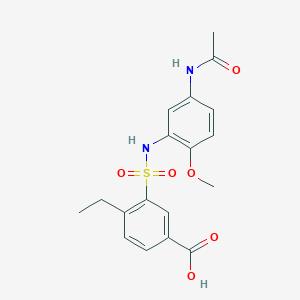 molecular formula C18H20N2O6S B7571624 3-[(5-Acetamido-2-methoxyphenyl)sulfamoyl]-4-ethylbenzoic acid 