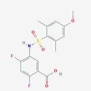molecular formula C16H15F2NO5S B7571642 2,4-Difluoro-5-[(4-methoxy-2,6-dimethylphenyl)sulfonylamino]benzoic acid 