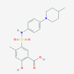 molecular formula C20H24N2O5S B7571663 2-Hydroxy-4-methyl-5-[[4-(4-methylpiperidin-1-yl)phenyl]sulfamoyl]benzoic acid 