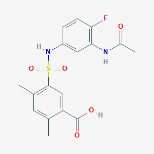 molecular formula C17H17FN2O5S B7571666 5-[(3-Acetamido-4-fluorophenyl)sulfamoyl]-2,4-dimethylbenzoic acid 