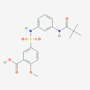 molecular formula C19H22N2O6S B7571672 5-[[3-(2,2-Dimethylpropanoylamino)phenyl]sulfamoyl]-2-methoxybenzoic acid 