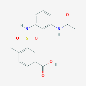 molecular formula C17H18N2O5S B7571686 5-[(3-Acetamidophenyl)sulfamoyl]-2,4-dimethylbenzoic acid 