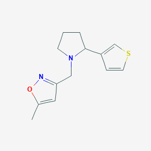 molecular formula C13H16N2OS B7571701 5-Methyl-3-[(2-thiophen-3-ylpyrrolidin-1-yl)methyl]-1,2-oxazole 