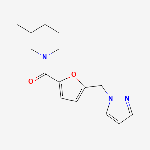 molecular formula C15H19N3O2 B7571715 (3-Methylpiperidin-1-yl)-[5-(pyrazol-1-ylmethyl)furan-2-yl]methanone 