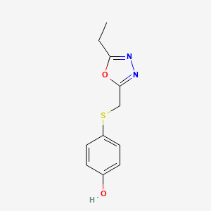 molecular formula C11H12N2O2S B7571747 4-(((5-Ethyl-1,3,4-oxadiazol-2-yl)methyl)thio)phenol 