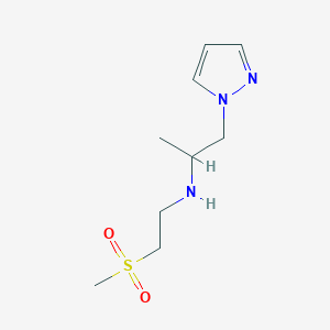 molecular formula C9H17N3O2S B7571754 N-(2-methylsulfonylethyl)-1-pyrazol-1-ylpropan-2-amine 