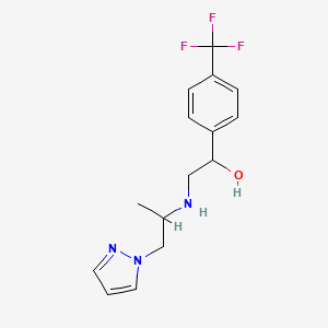 molecular formula C15H18F3N3O B7571763 2-(1-Pyrazol-1-ylpropan-2-ylamino)-1-[4-(trifluoromethyl)phenyl]ethanol 