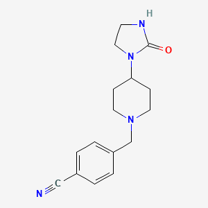 molecular formula C16H20N4O B7571782 4-[[4-(2-Oxoimidazolidin-1-yl)piperidin-1-yl]methyl]benzonitrile 